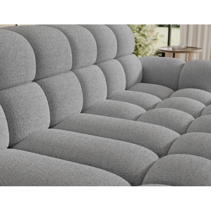 Ecksofa BULLA 3-Sitzer in Grau – Schlingenstoff mit elektrischer Sitzverlängerung