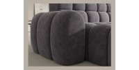 Canapé d’angle convertible BULLA 3 places gris – tissu effet alcantara avec extension d’assise électrique