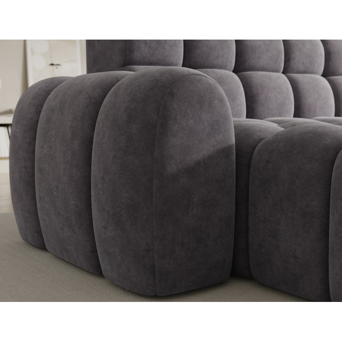 Ecksofa BULLA 3-Sitzer grau - Alcantara-Effekt Stoff mit elektrischer Sitzverlängerung