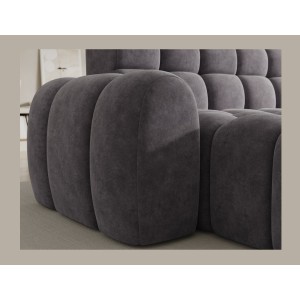 Canapé d’angle convertible BULLA 3 places gris – tissu effet alcantara avec extension d’assise électrique