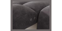 Canapé d’angle convertible BULLA 3 places gris – tissu effet alcantara avec extension d’assise électrique