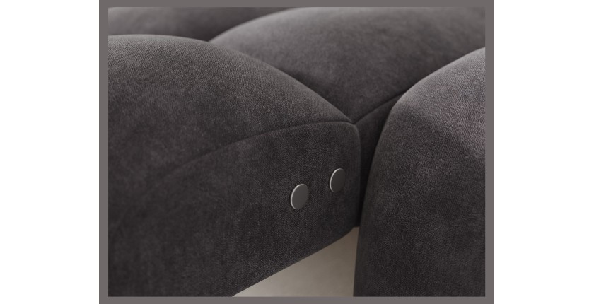 Canapé d’angle convertible BULLA 3 places gris – tissu effet alcantara avec extension d’assise électrique