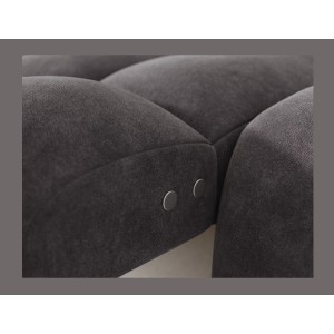 Canapé d’angle convertible BULLA 3 places gris – tissu effet alcantara avec extension d’assise électrique