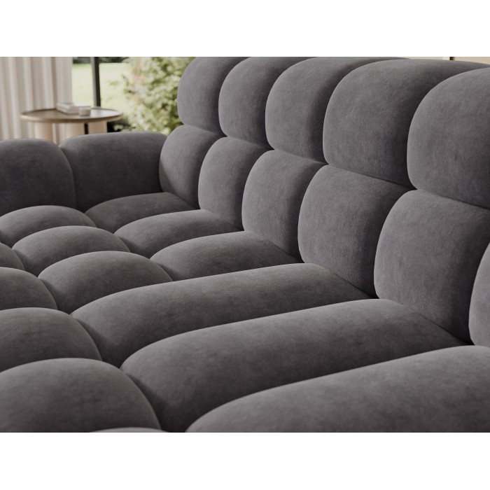 Ecksofa BULLA 3-Sitzer grau - Alcantara-Effekt Stoff mit elektrischer Sitzverlängerung
