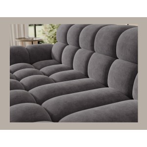 Canapé d’angle convertible BULLA 3 places gris – tissu effet alcantara avec extension d’assise électrique