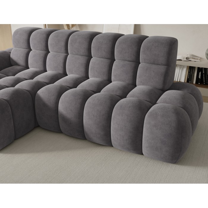 Ecksofa BULLA 3-Sitzer grau - Alcantara-Effekt Stoff mit elektrischer Sitzverlängerung