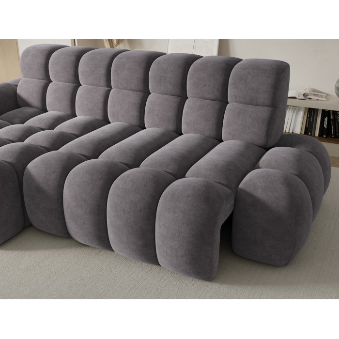 Ecksofa BULLA 3-Sitzer grau - Alcantara-Effekt Stoff mit elektrischer Sitzverlängerung