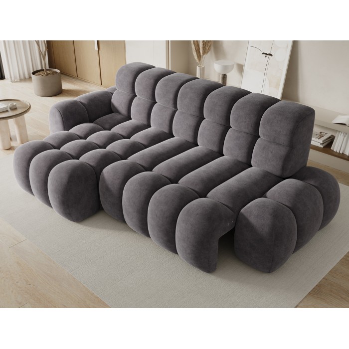 Ecksofa BULLA 3-Sitzer grau - Alcantara-Effekt Stoff mit elektrischer Sitzverlängerung
