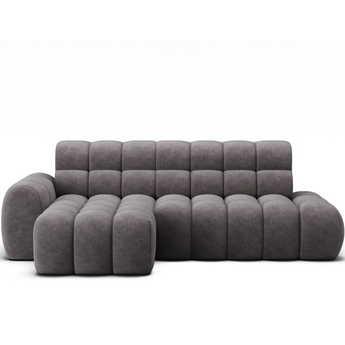 Ecksofa BULLA 3-Sitzer grau - Alcantara-Effekt Stoff mit elektrischer Sitzverlängerung