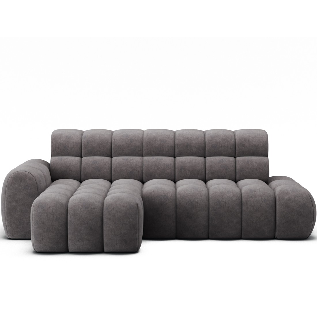 Ecksofa BULLA 3-Sitzer grau – Alcantara-Effekt Stoff mit elektrischer Sitzverlängerung
