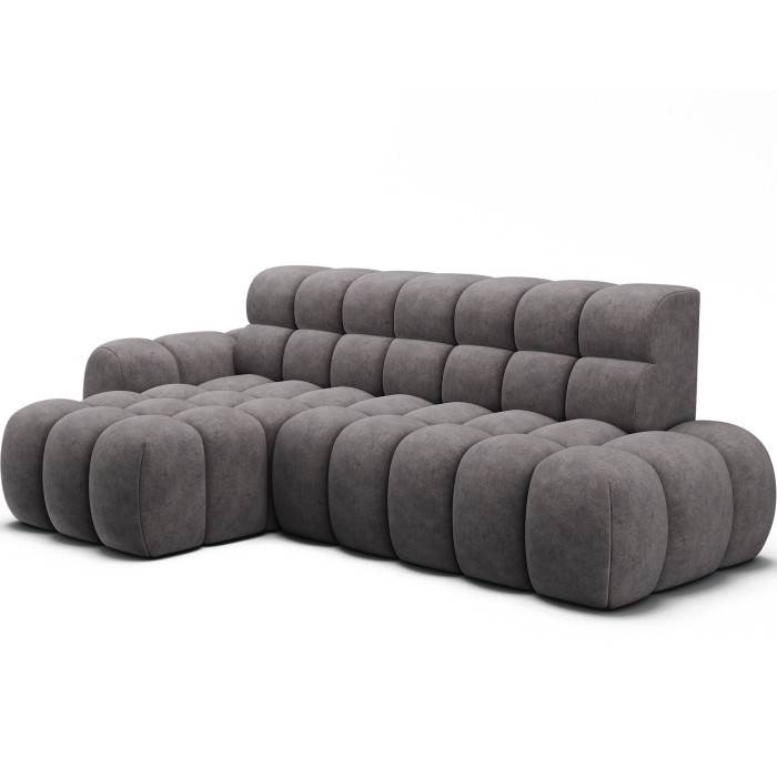 Ecksofa BULLA 3-Sitzer grau - Alcantara-Effekt Stoff mit elektrischer Sitzverlängerung