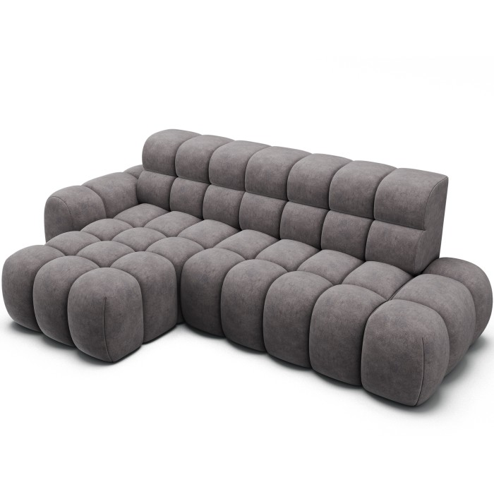 Ecksofa BULLA 3-Sitzer grau - Alcantara-Effekt Stoff mit elektrischer Sitzverlängerung
