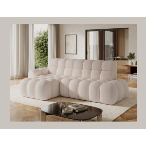 Canapé d’angle convertible BULLA 3 places beige – velours côtelé avec extension d’assise électrique