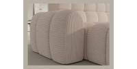 Canapé d’angle convertible BULLA 3 places beige – velours côtelé avec extension d’assise électrique