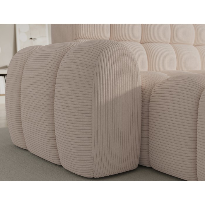 Ecksofa BULLA 3-Sitzer in Beige – Cordvelours mit elektrischer Sitzverlängerung