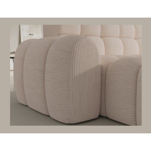 Canapé d’angle convertible BULLA 3 places beige – velours côtelé avec extension d’assise électrique