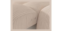 Canapé d’angle convertible BULLA 3 places beige – velours côtelé avec extension d’assise électrique