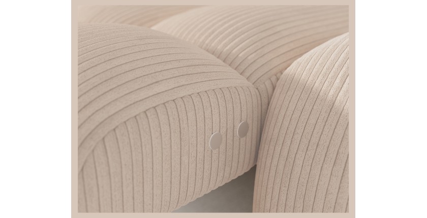 Canapé d’angle convertible BULLA 3 places beige – velours côtelé avec extension d’assise électrique