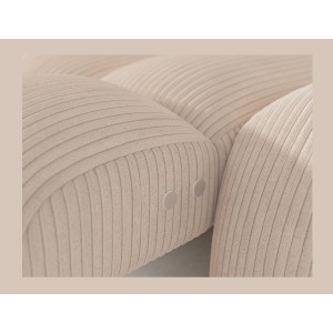 Canapé d’angle convertible BULLA 3 places beige – velours côtelé avec extension d’assise électrique