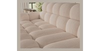 Canapé d’angle convertible BULLA 3 places beige – velours côtelé avec extension d’assise électrique