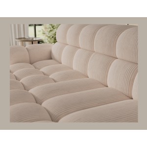 Canapé d’angle convertible BULLA 3 places beige – velours côtelé avec extension d’assise électrique