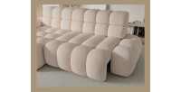 Canapé d’angle convertible BULLA 3 places beige – velours côtelé avec extension d’assise électrique