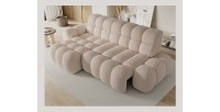 Canapé d’angle convertible BULLA 3 places beige – velours côtelé avec extension d’assise électrique