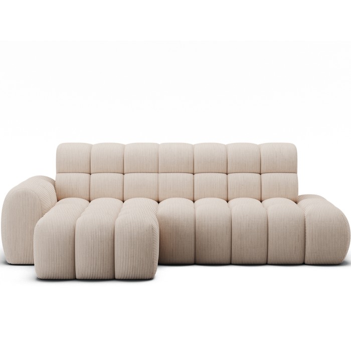 Ecksofa BULLA 3-Sitzer in Beige – Cordvelours mit elektrischer Sitzverlängerung