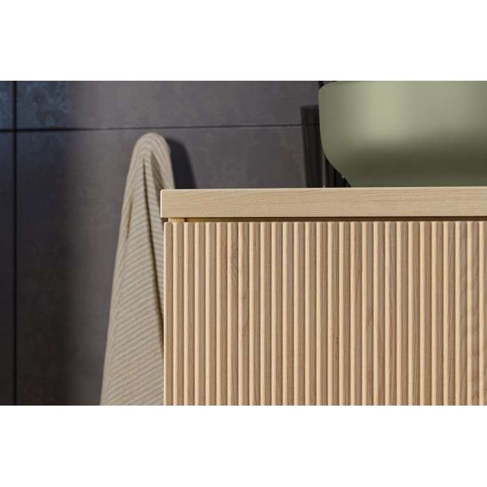 Conjunto de baño suspendido NATURA 120cm: muebles bajo lavabo 60cm + encimera para lavabo + lavabos sobre encimera redondos verd