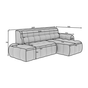 Canapé d’angle convertible BULLA 3 places vert angle droit – tissu bouclette avec extension d’assise électrique