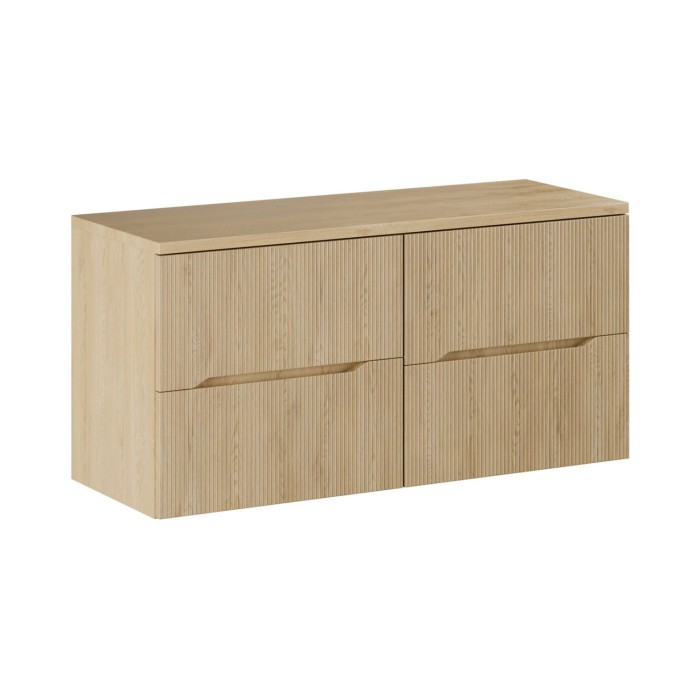 Ensemble NATURA 120cm : meubles sous vasque 60cm et plan pour vasque aspect bois