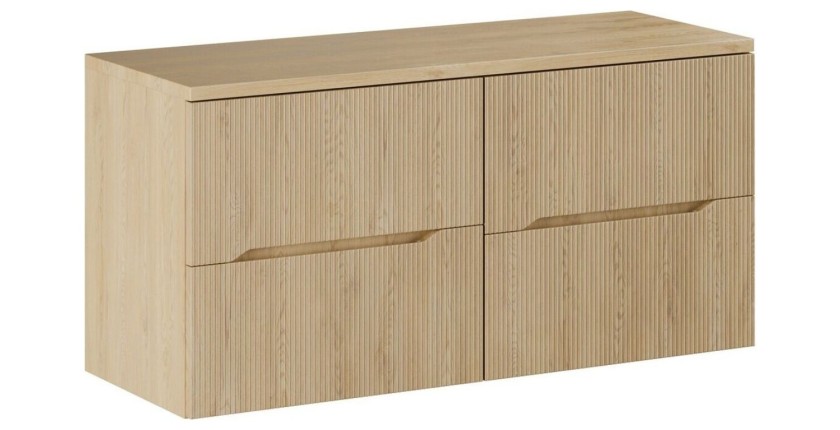 Ensemble de salle de bain suspendu NATURA 120cm : meubles sous vasque 60cm + plan pour vasque