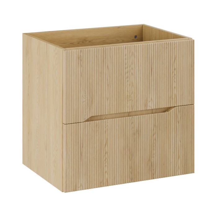 Insieme da bagno sospeso NATURA 120cm: mobile sottolavabo 60cm in legno chiaro con scanalature verticali