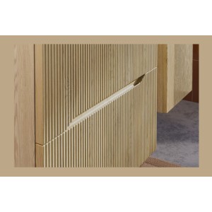 Ensemble de salle de bain suspendu NATURA 155cm : meubles sous vasque 60cm + double vasque encastrée + colonne