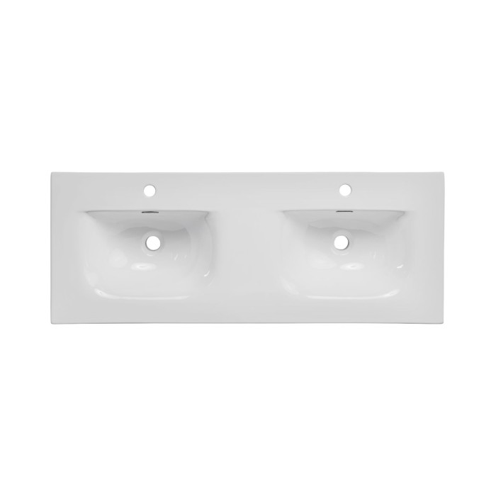 Conjunto de baño suspendido NATURA 155cm: muebles bajo lavabo 60cm + doble lavabo empotrado