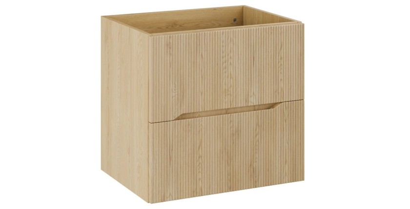 Ensemble NATURA 95cm : meuble sous vasque 60cm + plan pour vasque + vasque à poser ronde verte + colonne