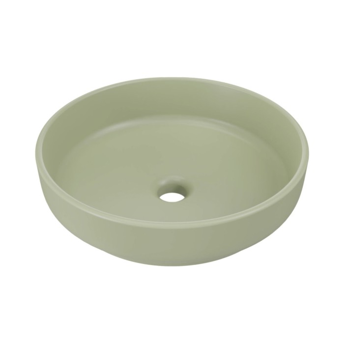 Conjunto de baño suspendido NATURA 60cm: mueble bajo lavabo + encimera para lavabo + lavabo sobre encimera redondo verde