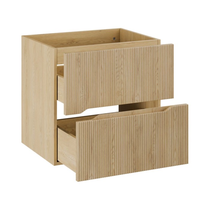 Badezimmer-Set NATURA 60cm: Unterschrank + Platte für Waschbecken + rundes, gerilltes, kaki-grünes Aufsatzwaschbecken