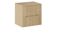 Ensemble de salle de bain NATURA 60cm : meuble sous vasque + plan pour vasque aspect bois clair rainuré verticalement