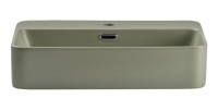 Vasque à poser rectangulaire verte kaki vue de face