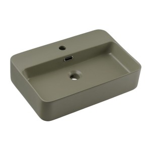 Vasque à poser rectangulaire verte kaki