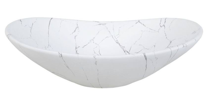 Vasque à poser ovale blanche marbrée