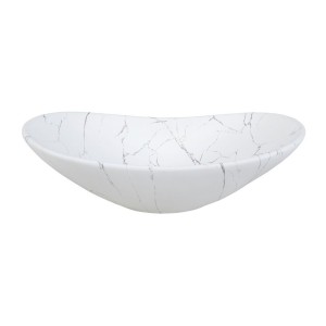 Vasque à poser ovale blanche marbrée