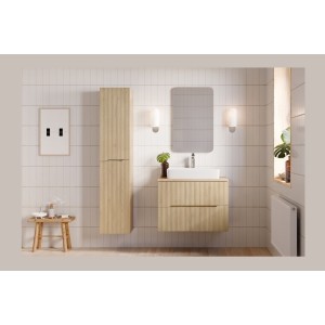 Ensemble NATURA 115cm : meuble sous vasque 80cm, plan pour vasque et colonne mis en situation de face