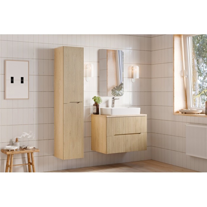 Hängendes Badezimmer-Set NATURA 115cm: Waschtischunterschrank 80cm + Waschtischplatte + Säule