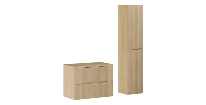 Ensemble NATURA 115cm : meuble sous vasque 80cm, plan pour vasque et colonne