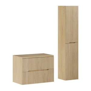 Ensemble NATURA 115cm : meuble sous vasque 80cm, plan pour vasque et colonne