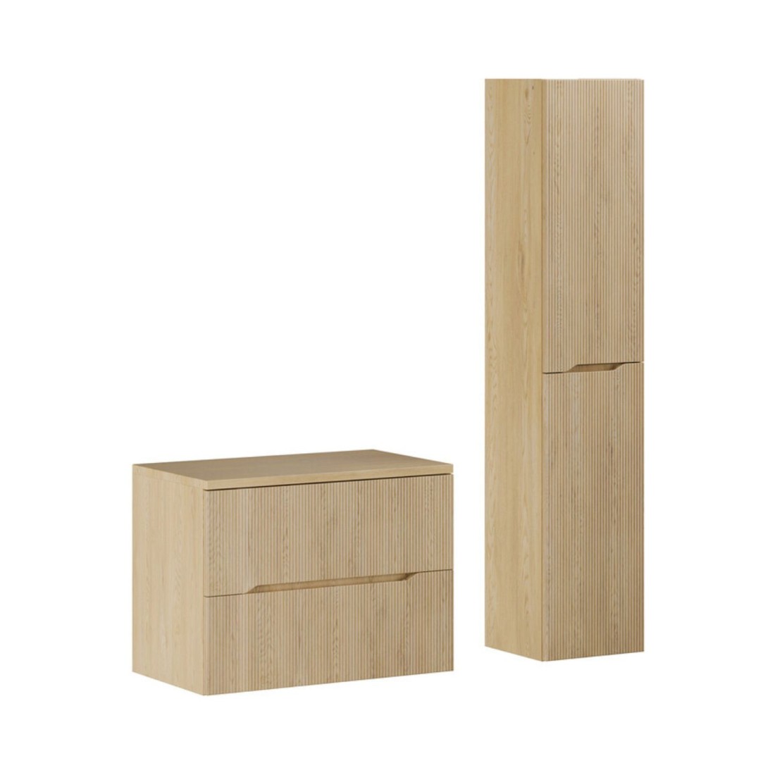 Ensemble NATURA 115cm : meuble sous vasque 80cm, plan pour vasque et colonne