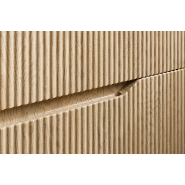 Zoom sur la façade rainurée verticalement du meuble sous vasque 80cm NATURA