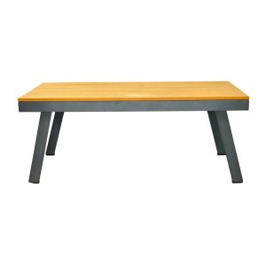 Salon de jardin NOREVA 4 places aluminium noir et polywood avec coussins gris et table basse